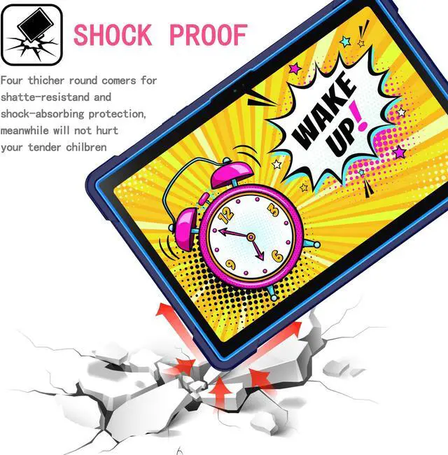 Alt view image 3 of 5 - Samsung Galaxy Tab A8 10.5-inch Case (SM-X200/ SM-X205/ SM-X207) - Hybrid Shockproof 360 Rotating Ring Stand Cover Case with Shoulder Straps for Samsung Tab A8 10.5" Tablet - Rainbow/Pink