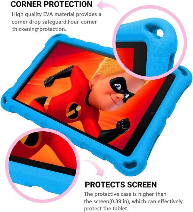 Alt view image 3 of 4 - Amazon Fire 7 12th Gen, Epicgadget EVA Foam / Dual Layer Hybrid Kids Friendly Cover Stand Case for Amazon Fire 7 12th Generation / Fire 7 Kids 7" (2022) -  Blue