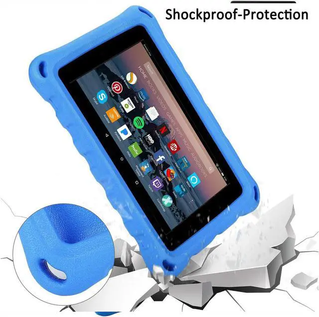 Alt view image 4 of 4 - Amazon Fire 7 12th Gen, Epicgadget EVA Foam / Dual Layer Hybrid Kids Friendly Cover Stand Case for Amazon Fire 7 12th Generation / Fire 7 Kids 7" (2022) -  Blue