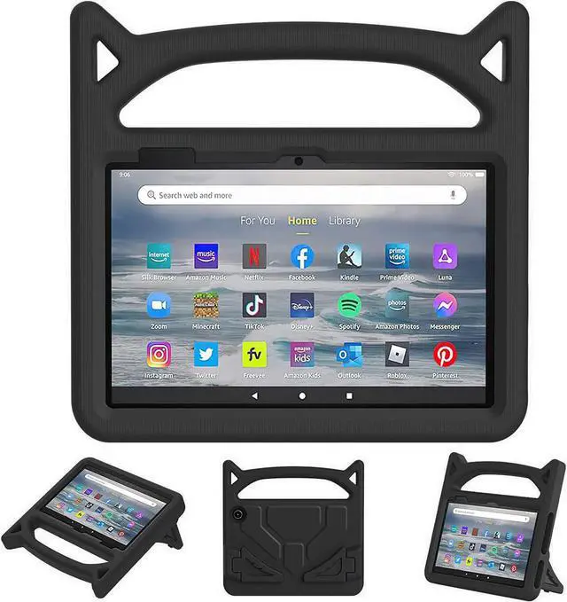 Main image of Amazon Kindle Fire 7/7 Kid Case, Epicgadget Lightweight Shockproof Kids Friendly EVA Foam Cover Stand Case with Handle for Amazon Kindle Fire 7/7 Kids 12th Gen (2022 Release)  - Black