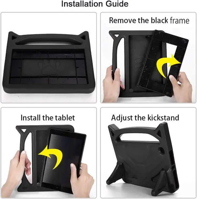 Alt view image 2 of 4 - Amazon Kindle Fire 7/7 Kid Case, Epicgadget Lightweight Shockproof Kids Friendly EVA Foam Cover Stand Case with Handle for Amazon Kindle Fire 7/7 Kids 12th Gen (2022 Release)  - Black