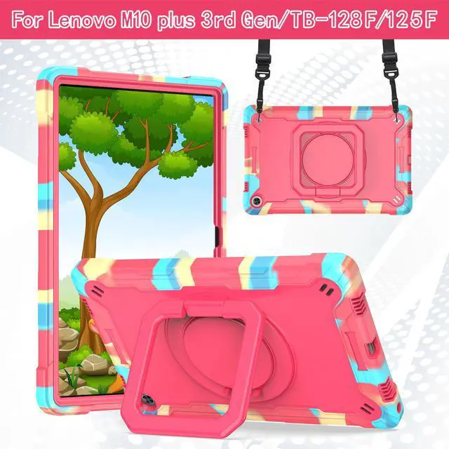 Main image of Epicgadget Case for Lenovo Tab M10 Plus 3rd Gen 10.6" (2022) Hybrid Shockproof 360 Rotating Ring Stand Cover Case with Shoulder Straps for Tab M10 Plus 3rd Gen 10.6" (TB-125F/FU/128) - (Candy/Pink)