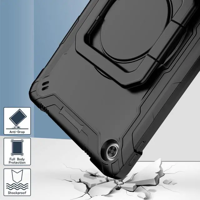 Alt view image 6 of 7 - Epicgadget Case for Lenovo Tab M10 Plus 3rd Gen 10.6" (2022) Hybrid Shockproof 360 Rotating Ring Stand Cover Case with Shoulder Straps for Tab M10 Plus 3rd Gen 10.6" (TB-125F/FU/128) - (Blue/Green)