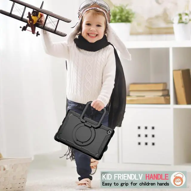 Alt view image 2 of 7 - Epicgadget Case for Lenovo Tab M10 Plus 3rd Gen 10.6" (2022) Hybrid Shockproof 360 Rotating Ring Stand Cover Case with Shoulder Straps for Tab M10 Plus 3rd Gen 10.6" (TB-125F/FU/128) - (Blue/Green)