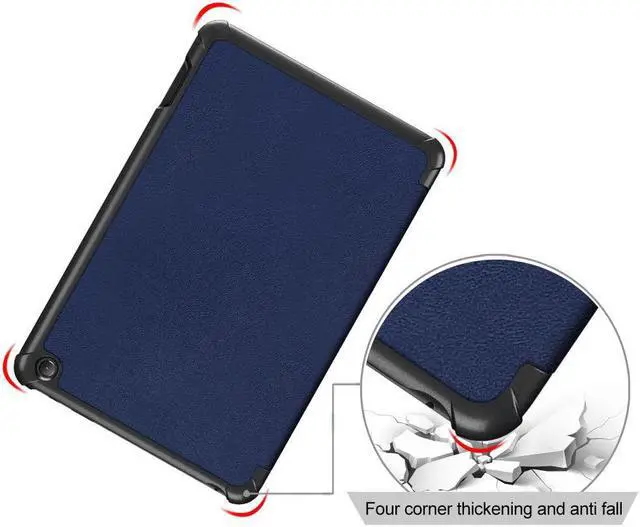 Alt view image 4 of 5 - EpicGadget Case for Amazon Fire 7 / 7 Kids Slim Lightweight Protective Shell Case with Auto Sleep/Wake Trifold Stand Cover Case for Amazon Fire 7 12th Gen / 7 Kids 2022 - Navy Blue