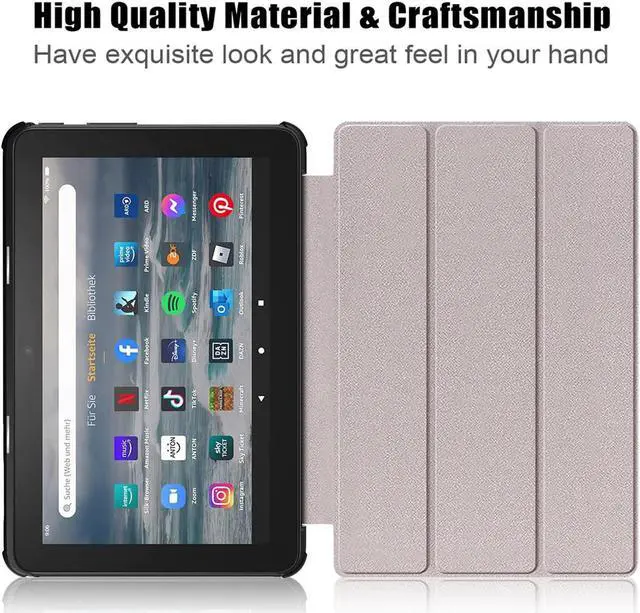 Alt view image 3 of 5 - EpicGadget Case for Amazon Fire 7 / 7 Kids Slim Lightweight Protective Shell Case with Auto Sleep/Wake Trifold Stand Cover Case for Amazon Fire 7 12th Gen / 7 Kids 2022 - Navy Blue