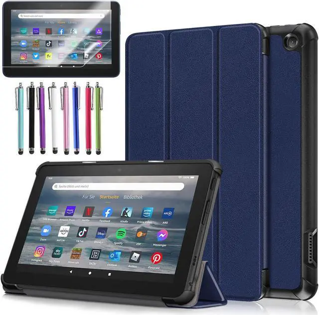 Main image of EpicGadget Case for Amazon Fire 7 / 7 Kids Slim Lightweight Protective Shell Case with Auto Sleep/Wake Trifold Stand Cover Case for Amazon Fire 7 12th Gen / 7 Kids 2022 - Navy Blue