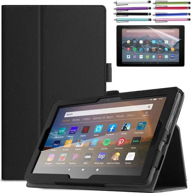 Main image of EpicGadget Case for Amazon Fire 7 12th Gen / 7 Kids 2022 - Auto Wake/Sleep Lightweight Folio Folding Stand Cover PU Leather Case For Amazon Fire 7 12th Gen / 7 Kids 7" tablet - Black