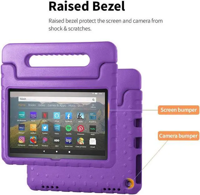 Alt view image 4 of 5 - Amazon Fire 7 / 7 Kids Case, Epicgadget Lightweight Shockproof Kids Friendly EVA Foam Cover Stand Case with Handle for Amazon Fire 7 12th Gen, Fire 7 Kids  (2022)  - Purple