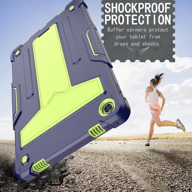 Alt view image 3 of 4 - Case for Lenovo Tab M10 Plus (Gen 3) 10.6 inch - Kids Friendly Dual Layer Shockproof Protective Hybrid Case Stand Cover For Lenovo Tab M10 Plus 3rd Gen 10.6" (TB125FU/TB128FU/TB128XU) -Navy Blue/Green