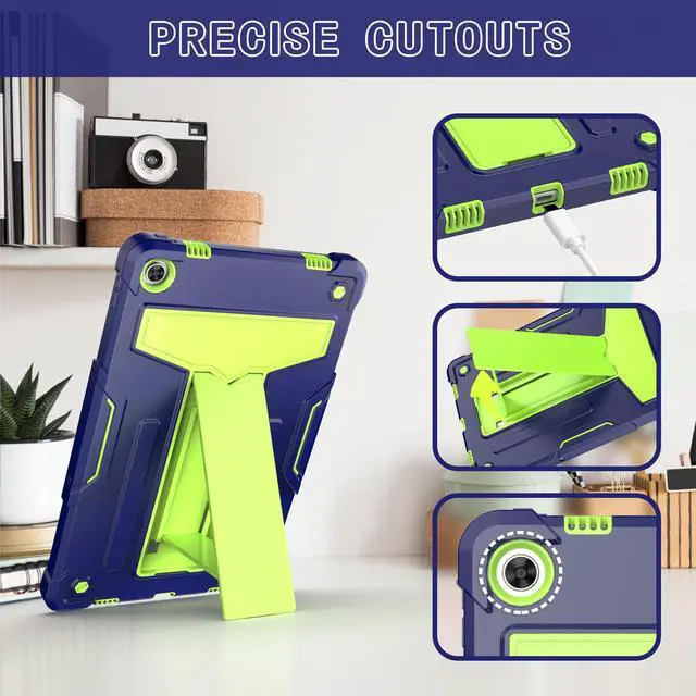 Alt view image 2 of 4 - Case for Lenovo Tab M10 Plus (Gen 3) 10.6 inch - Kids Friendly Dual Layer Shockproof Protective Hybrid Case Stand Cover For Lenovo Tab M10 Plus 3rd Gen 10.6" (TB125FU/TB128FU/TB128XU) -Navy Blue/Green