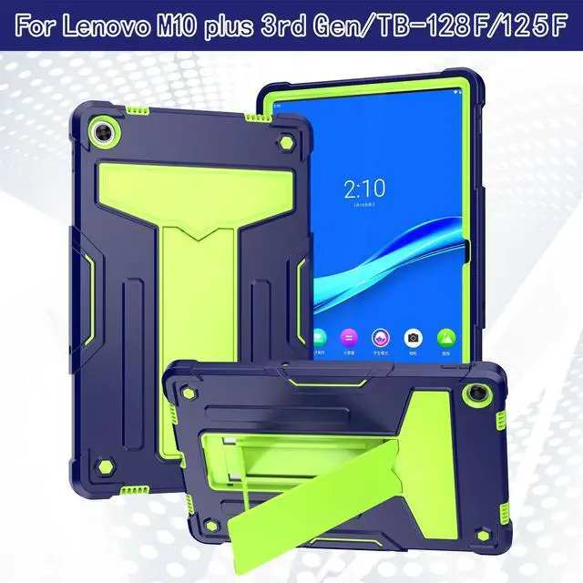 Main image of Case for Lenovo Tab M10 Plus (Gen 3) 10.6 inch - Kids Friendly Dual Layer Shockproof Protective Hybrid Case Stand Cover For Lenovo Tab M10 Plus 3rd Gen 10.6" (TB125FU/TB128FU/TB128XU) -Navy Blue/Green