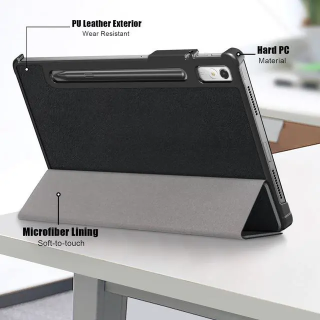Alt view image 6 of 7 - Epicgadget Case for Lenovo Tab P11 Pro (Gen 2) 11.2 inch - Slim Lightweight Smart PU Leather Case with Auto Sleep/Wake Cover Trifold Stand Hard Shell Cover for Lenovo Tab P11 Pro (2nd Gen) - Black