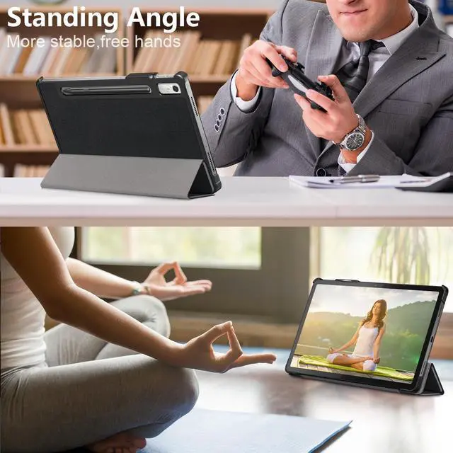 Alt view image 7 of 7 - Epicgadget Case for Lenovo Tab P11 Pro (Gen 2) 11.2 inch - Slim Lightweight Smart PU Leather Case with Auto Sleep/Wake Cover Trifold Stand Hard Shell Cover for Lenovo Tab P11 Pro (2nd Gen) - Black