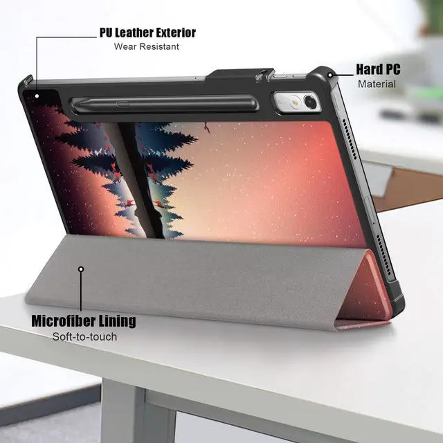 Alt view image 5 of 7 - Epicgadget Case for Lenovo Tab P11 Pro (Gen 2) 11.2 inch - Slim Lightweight Smart PU Leather Case Auto Sleep/Wake Cover Trifold Stand Hard Shell Cover for Lenovo Tab P11 Pro (2nd Gen) - Forest Dusk