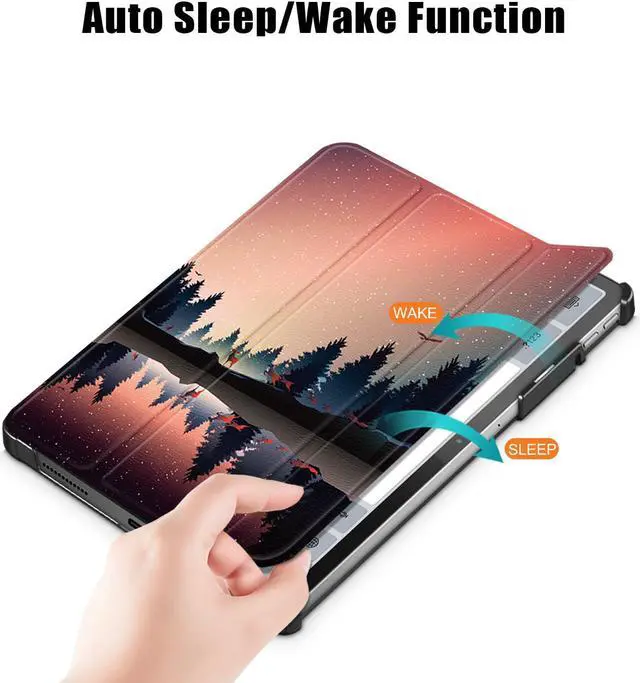 Alt view image 3 of 7 - Epicgadget Case for Lenovo Tab P11 Pro (Gen 2) 11.2 inch - Slim Lightweight Smart PU Leather Case Auto Sleep/Wake Cover Trifold Stand Hard Shell Cover for Lenovo Tab P11 Pro (2nd Gen) - Forest Dusk