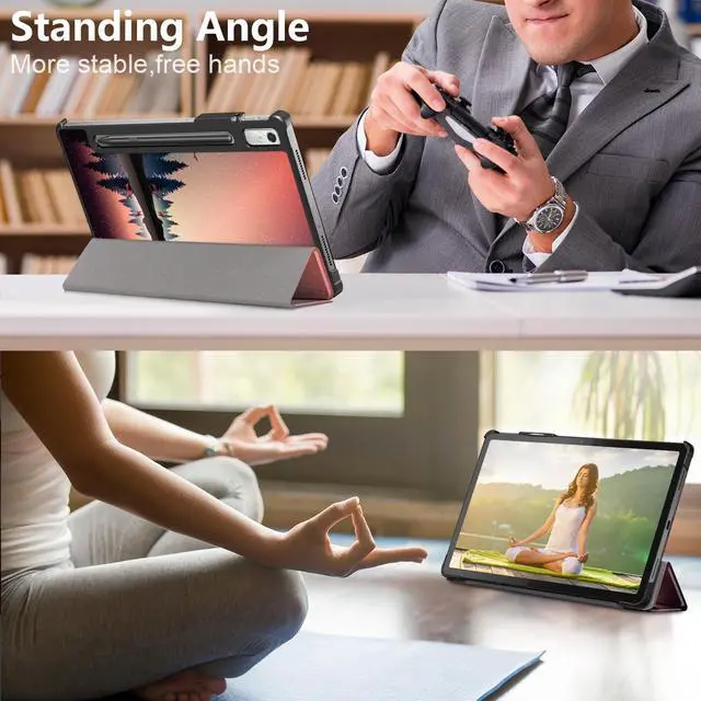 Alt view image 7 of 7 - Epicgadget Case for Lenovo Tab P11 Pro (Gen 2) 11.2 inch - Slim Lightweight Smart PU Leather Case Auto Sleep/Wake Cover Trifold Stand Hard Shell Cover for Lenovo Tab P11 Pro (2nd Gen) - Forest Dusk