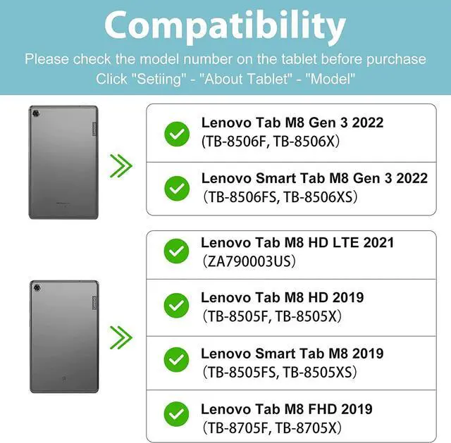 Alt view image 2 of 7 - EpicGadget Case for Lenovo Tab M8 Gen 3 2022/ Smart Tab M8 Gen 3 2022/ Tab M8 HD LTE 2021/ Tab M8 HD/ Smart Tab M8/ Tab M8 FHD 2019, Slim Hard Shell Protective Cover for Lenovo M8 8" Tablet - Black