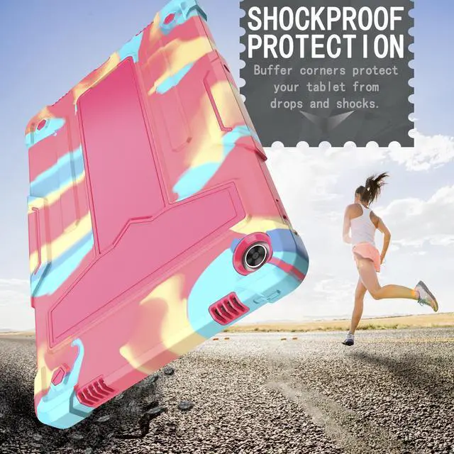 Alt view image 2 of 5 - Case for Lenovo Tab M10 Plus (Gen 3) 10.6 inch - Kids Friendly Dual Layer Shockproof Protective Hybrid Case Stand Cover for Lenovo Tab M10 Plus 3rd Gen 10.6" (TB125FU/TB128FU/TB128XU) - Rainbow/Pink