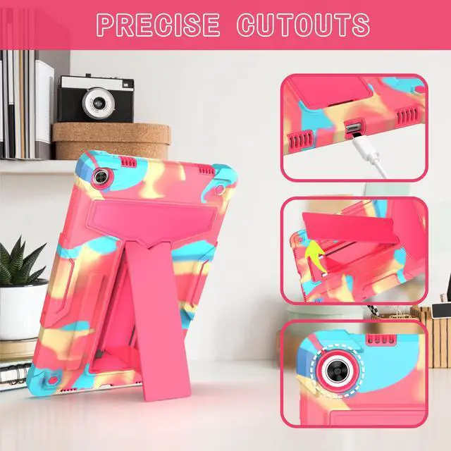 Alt view image 3 of 5 - Case for Lenovo Tab M10 Plus (Gen 3) 10.6 inch - Kids Friendly Dual Layer Shockproof Protective Hybrid Case Stand Cover for Lenovo Tab M10 Plus 3rd Gen 10.6" (TB125FU/TB128FU/TB128XU) - Rainbow/Pink