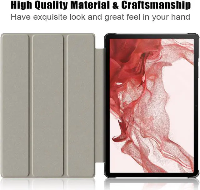 Alt view image 6 of 7 - elitegadget Case for Samsung Galaxy Tab S10 Lite / S10 FE / S9 FE 5G 10.9 Inch / Galaxy Tab S9 11 Inch with 2PCS Glass Screen Protector - Slim Lightweight Tri-Fold Stand Hard Shell Cover (Black)