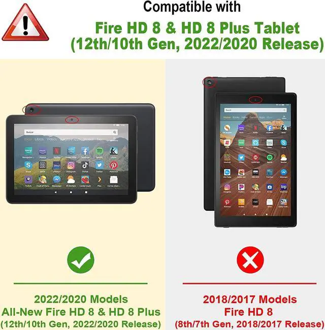 Alt view image 2 of 7 - EpicGadget Amazon Fire HD 8 & HD 8 Plus Case (12th Generation/10th Generation, 2022/2020 Release) Slim PU Leather Trifold Stand Cover Auto Wake/Sleep Case with Screen Protector and Stylus (Black)