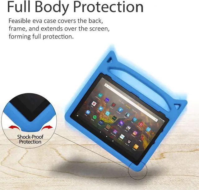 Alt view image 4 of 5 - Amazon Fire Max 11 Tablet Case for Kids (13th Generation, 2023 Release) - Lightweight Shockproof Kids Case with Handle Stand + 2 Tempered Glass Screen Protector for Amazon Fire Max 11" Tablet (Blue)