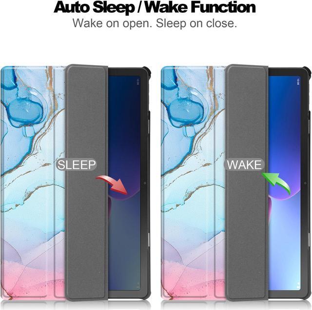 Alt view image 2 of 7 - Slim Case for Amazon Fire Max 11 Tablet (13th Generation, 2023 Released) 11" Trifold Lightweight Hard Shell Stand Smart Cover with Auto Wake/Sleep + 1 Stylus and 1 HD Screen Protector (Marble Blue)