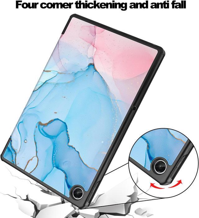Alt view image 4 of 7 - Slim Case for Amazon Fire Max 11 Tablet (13th Generation, 2023 Released) 11" Trifold Lightweight Hard Shell Stand Smart Cover with Auto Wake/Sleep + 1 Stylus and 1 HD Screen Protector (Marble Blue)