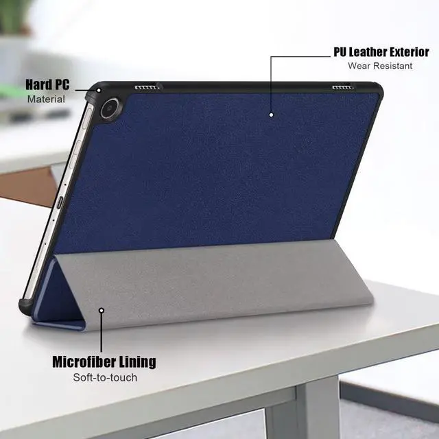 Alt view image 6 of 7 - Slim Case for Amazon Fire Max 11 Tablet (13th Generation, 2023 Released) 11" Trifold Lightweight Hard Shell Stand Smart Cover with Auto Wake/Sleep + 1 Stylus and 1 HD Screen Protector (Blue)