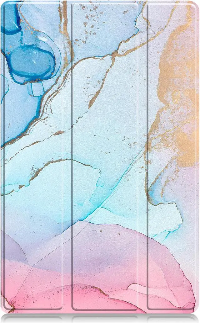 Alt view image 6 of 6 - Case for Amazon Fire Max 11 (13th Generation, 2023 Release) Slim Tri-fold Stand Hard Back Shell Protective Smart Cover with [2 Pack] Amazon Fire Max 11" Tempered Glass Screen Protector (Marble Blue)