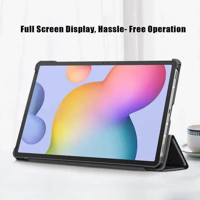Alt view image 5 of 7 - Smart Case + 2 Tempered Glass Screen Protector for Samsung Galaxy Tab S8+ Plus / Galaxy Tab S7 FE 5G / Galaxy Tab S7+ Plus (12.4 Inch) Shockproof Folio Stand Case + 2 Pack Tempered Glass (Black)
