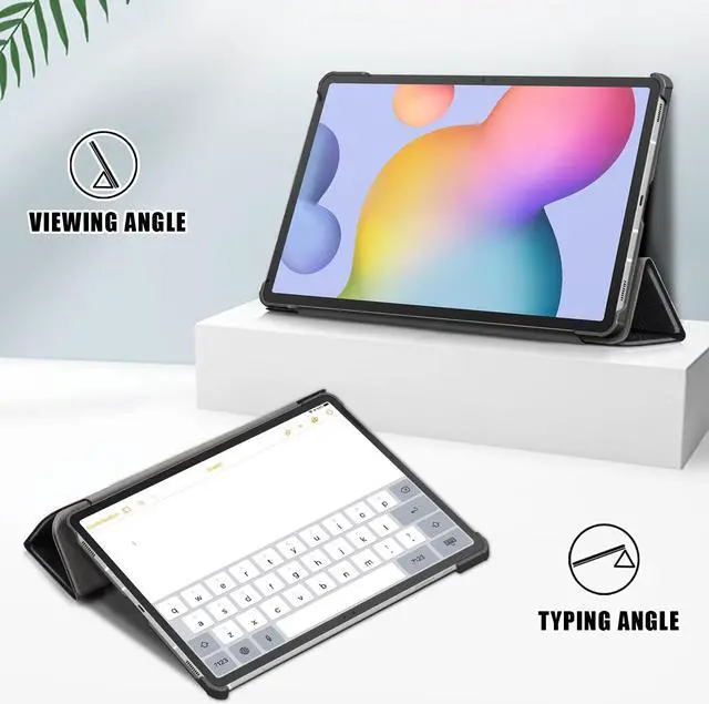 Alt view image 2 of 7 - Smart Case + 2 Tempered Glass Screen Protector for Samsung Galaxy Tab S8+ Plus / Galaxy Tab S7 FE 5G / Galaxy Tab S7+ Plus (12.4 Inch) Shockproof Folio Stand Case + 2 Pack Tempered Glass (Black)