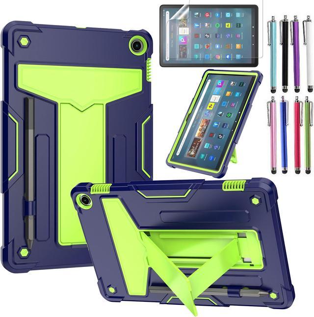 Fire Max 11 Case with Screen Protector, Kickstand & Pencil Holder -  Heavy Duty Shockproof Rugged Protective Cover for  Fire Max 11  Tablet (13th generation, 2023 release) (Blue + Green) 