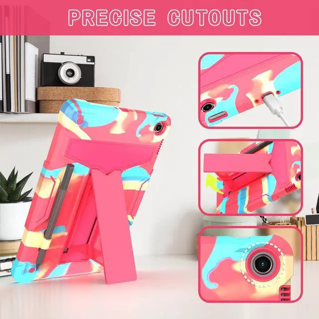 Alt view image 3 of 6 - Amazon Fire Max 11 Case with 2 Tempered Glass Screen Protector - Heavy Duty Shockproof Rugged Kickstand Pencil Holder Cover for Amazon Fire Max 11" Tablet (2023 release, 13th generation) - Candy/Pink