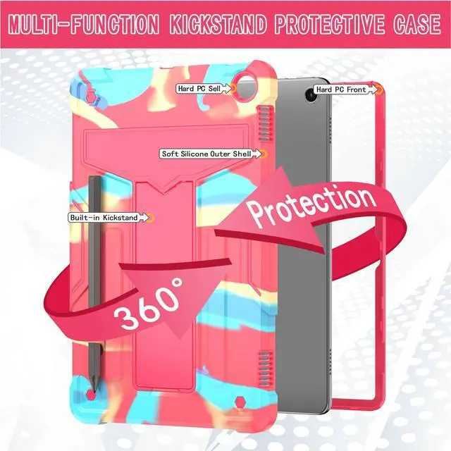 Alt view image 4 of 6 - Amazon Fire Max 11 Case with 2 Tempered Glass Screen Protector - Heavy Duty Shockproof Rugged Kickstand Pencil Holder Cover for Amazon Fire Max 11" Tablet (2023 release, 13th generation) - Candy/Pink