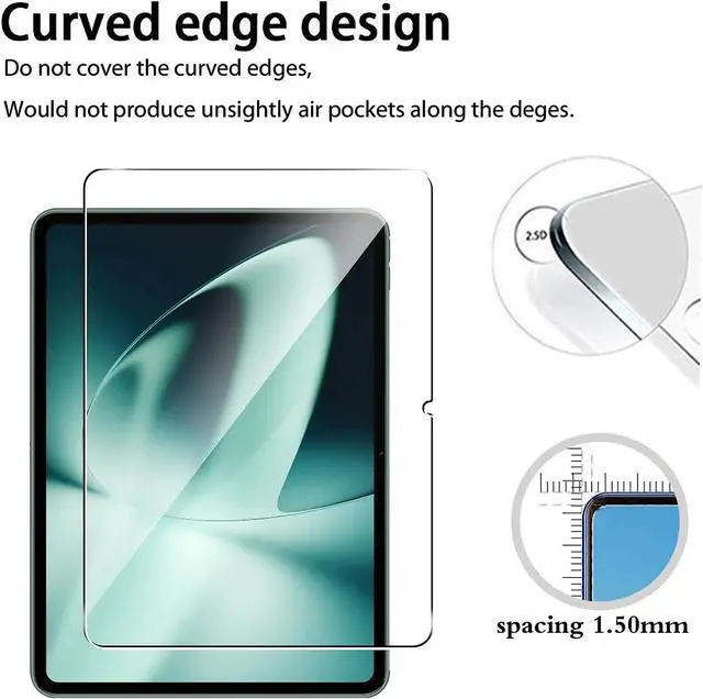 Alt view image 2 of 5 - OnePlus Pad Glass Screen Protector - 9H Hardness, Anti-Scratch, Tempered Glass Screen Cover, Case Friendly, Anti-Scratch Screen Protector Film for OnePlus Pad 11.61 inch Tablet (2 Pieces)