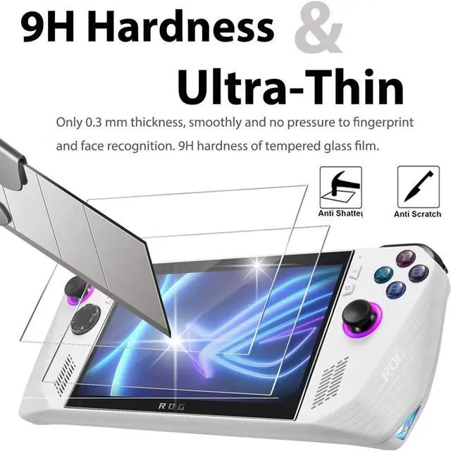 Alt view image 5 of 6 - (2 Pack) Screen Protector for MSI Claw 7 AI+ 2025 / MSI Claw A1M 2024 / ASUS ROG Ally X 2024 / ROG Ally 2023 7 inch Gaming Handheld Tempered Glass, Transparent Ultra HD, Anti-Scratch, Anti-Fingerprint