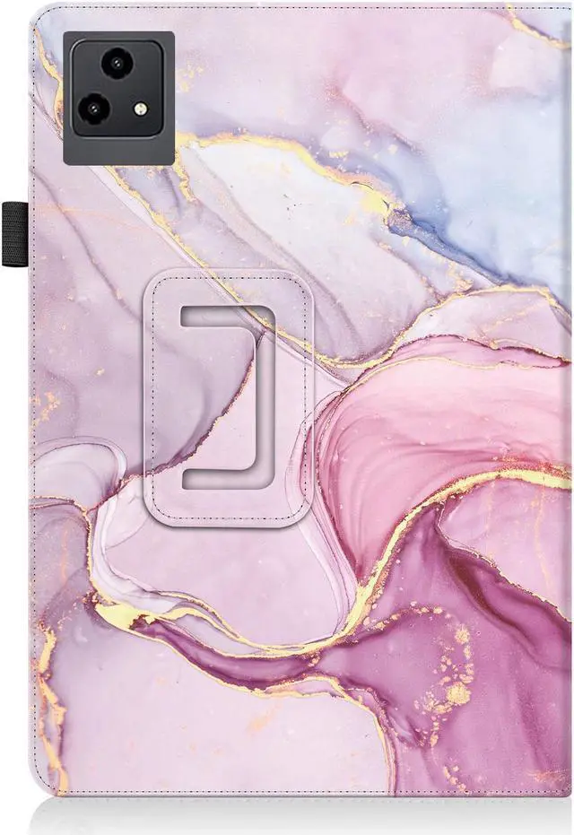 Alt view image 2 of 5 - Case for T-Mobile Revvl Tab 5G 10.36" Tablet 2023 Release - Slim Lightweight Folio Stand Cover PU Leather Case Cover with Auto Sleep/Wake + 2 Pieces Glass Screen Protector (Pink Marble)