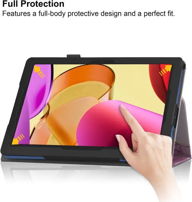 Alt view image 4 of 5 - Case for T-Mobile Revvl Tab 5G 10.36" Tablet 2023 Release - Slim Lightweight Folio Stand Cover PU Leather Case Cover with Auto Sleep/Wake + 2 Pieces Glass Screen Protector (Pink Marble)