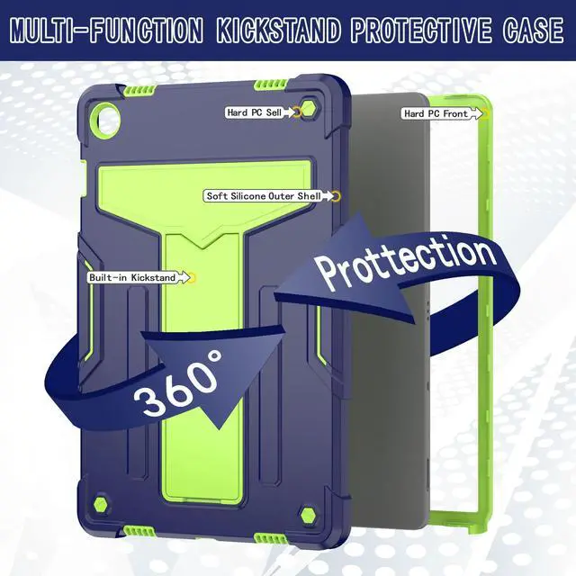 Alt view image 3 of 6 - Galaxy Tab A9 Plus Case 11 Inch - Heavy Duty Rugged Protective Case with Kickstand Shockproof Hybrid Cover Case for Samsung Galaxy Tab A9+ 11" Tablet (2023) SM-X210/X215/X216/X218 (Navy Blue + Green)