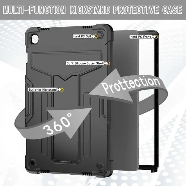 Alt view image 2 of 6 - Galaxy Tab A9 Plus Case 11 Inch - Heavy Duty Rugged Protective Case with Kickstand Shockproof Hybrid Cover Case for Samsung Galaxy Tab A9+ 11" Tablet (2023) SM-X210/X215/X216/X218 (Black/Black)
