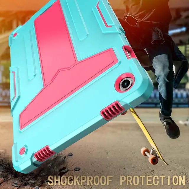 Alt view image 5 of 6 - Galaxy Tab A9 Plus Case 11 Inch - Heavy Duty Rugged Protective Case with Kickstand Shockproof Hybrid Cover Case for Samsung Galaxy Tab A9+ 11" Tablet (2023) SM-X210/X215/X216/X218 (Teal/Pink)
