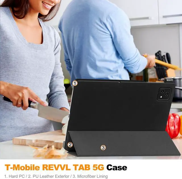 Alt view image 5 of 7 - Case for T-Mobile Revvl Tab 5G 10.36" with Tempered Glass Screen Protector for REVVL Tab 5G 10.36 inch Tablet (2023) - Slim Hard Back Shell Magnetic Smart Stand Cover with Auto Sleep Wake (Black)