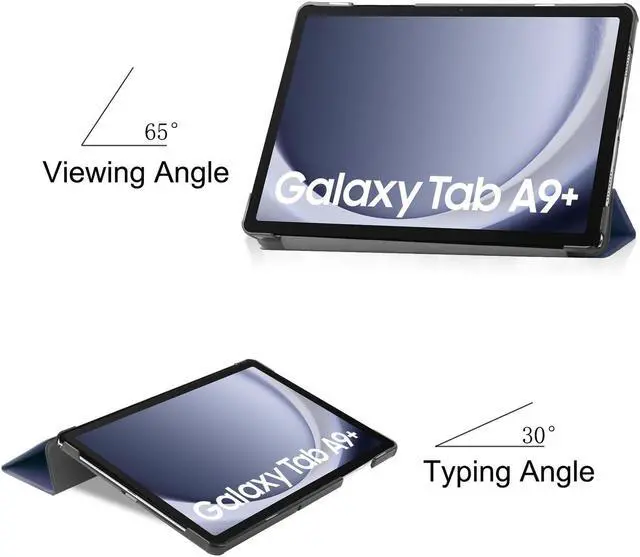 Alt view image 5 of 7 - Tri-Fold Case for Samsung Galaxy Tab A9 Plus 11 Inch SM-X210 SM-X215 SM-X216 SM-X218 - Slim Stand Hard Back Shell Protective Cover with Auto Sleep Wake for Smasung Galaxy Tab A9+ 5G 11" 2023 (Blue)