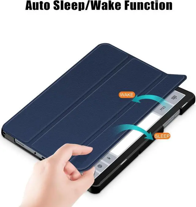 Alt view image 6 of 7 - Tri-Fold Case for Samsung Galaxy Tab A9 Plus 11 Inch SM-X210 SM-X215 SM-X216 SM-X218 - Slim Stand Hard Back Shell Protective Cover with Auto Sleep Wake for Smasung Galaxy Tab A9+ 5G 11" 2023 (Blue)