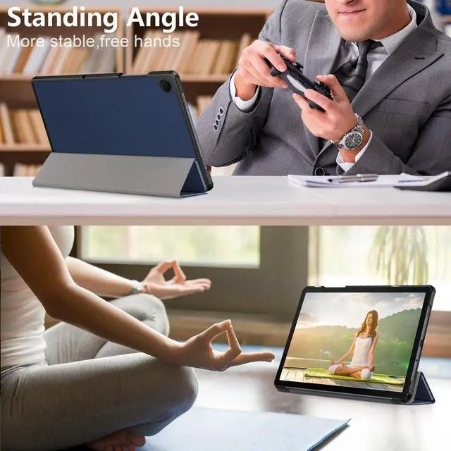 Alt view image 7 of 7 - Tri-Fold Case for Samsung Galaxy Tab A9 Plus 11 Inch SM-X210 SM-X215 SM-X216 SM-X218 - Slim Stand Hard Back Shell Protective Cover with Auto Sleep Wake for Smasung Galaxy Tab A9+ 5G 11" 2023 (Blue)