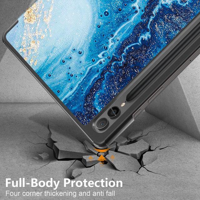Alt view image 5 of 7 - Tri-Fold Case for Samsung Galaxy Tab S10 FE / S9 / S9 FE 5G - Slim Stand Hard Back Shell Protective Cover with Auto Sleep Wake for Samsung Tab S10 FE 5G / Tab S9 FE 10.9" / Tab S9 11"  (Ocean Waves)