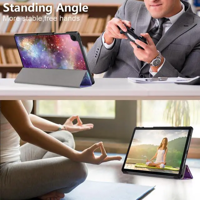 Alt view image 3 of 6 - Smart Case for Samsung Galaxy Tab A9+ 5G Case with Tempered Glass Screen Protector, PU Leather Folio Stand Flip Magnetic Protective Cover for Samsung Galaxy A9 Plus 11" (SM-X210/X216/X218) (Galaxy)