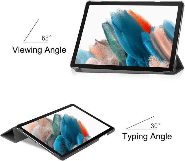 Alt view image 3 of 5 - Smart Case for Samsung Galaxy Tab A9+ 5G Case with Tempered Glass Screen Protector, PU Leather Folio Stand Flip Magnetic Protective Cover for Samsung Galaxy A9 Plus 11" (SM-X210/X216/X218) (Marble)